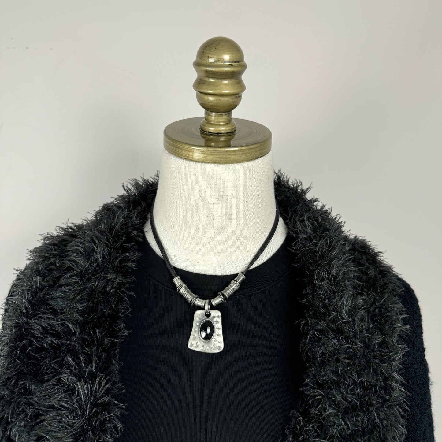 Vintage Black Gem Rope Necklace