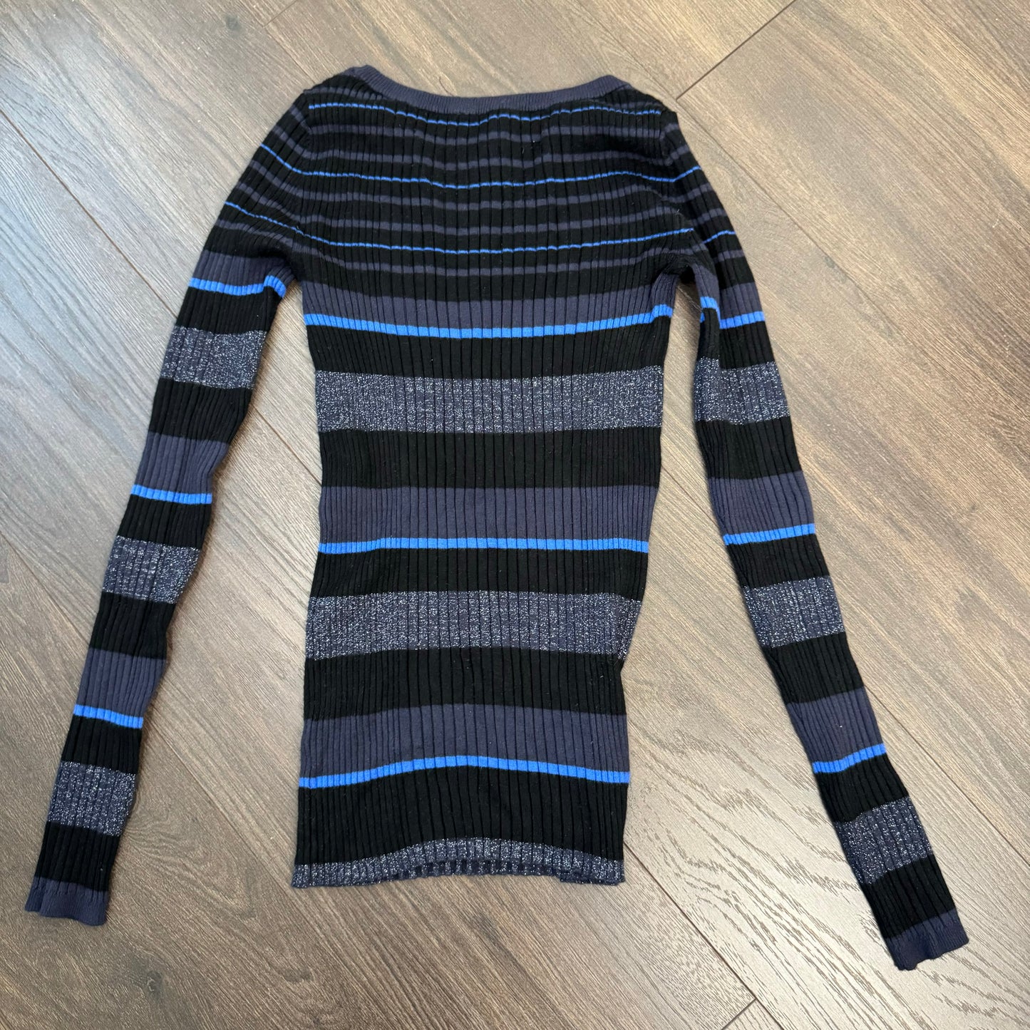 Black Striped Fitted Knit Sweater