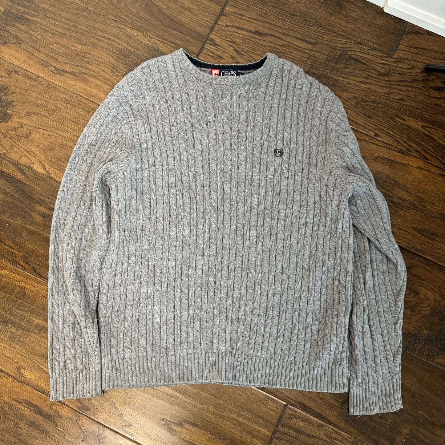 Oversized Grey Cable Knit Sweater