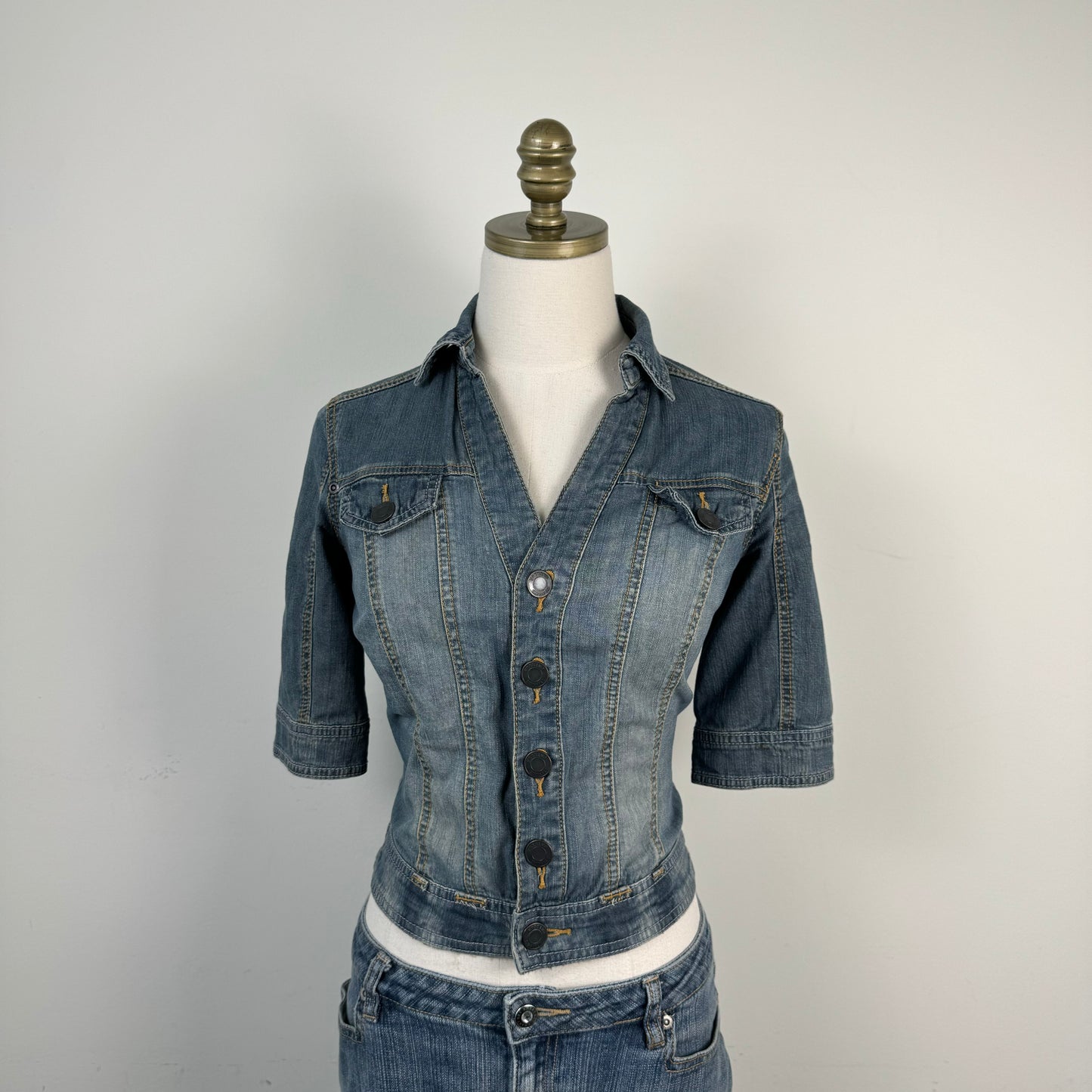 Fitted Denim Button Up Top