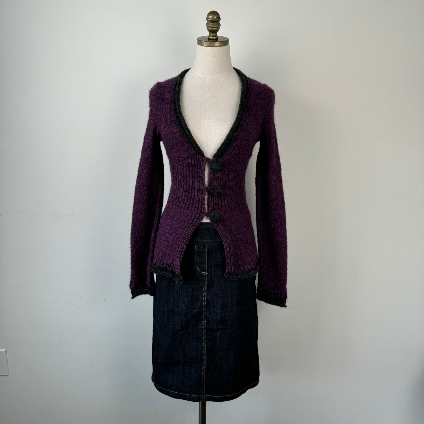 Fitted Purple Open Front Cardigan