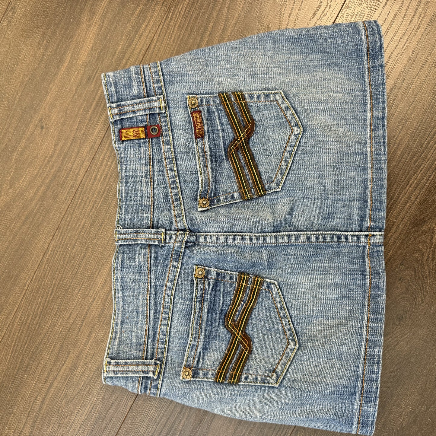 Y2K Light Wash Asymmetric Denim Mini Skirt – view 8