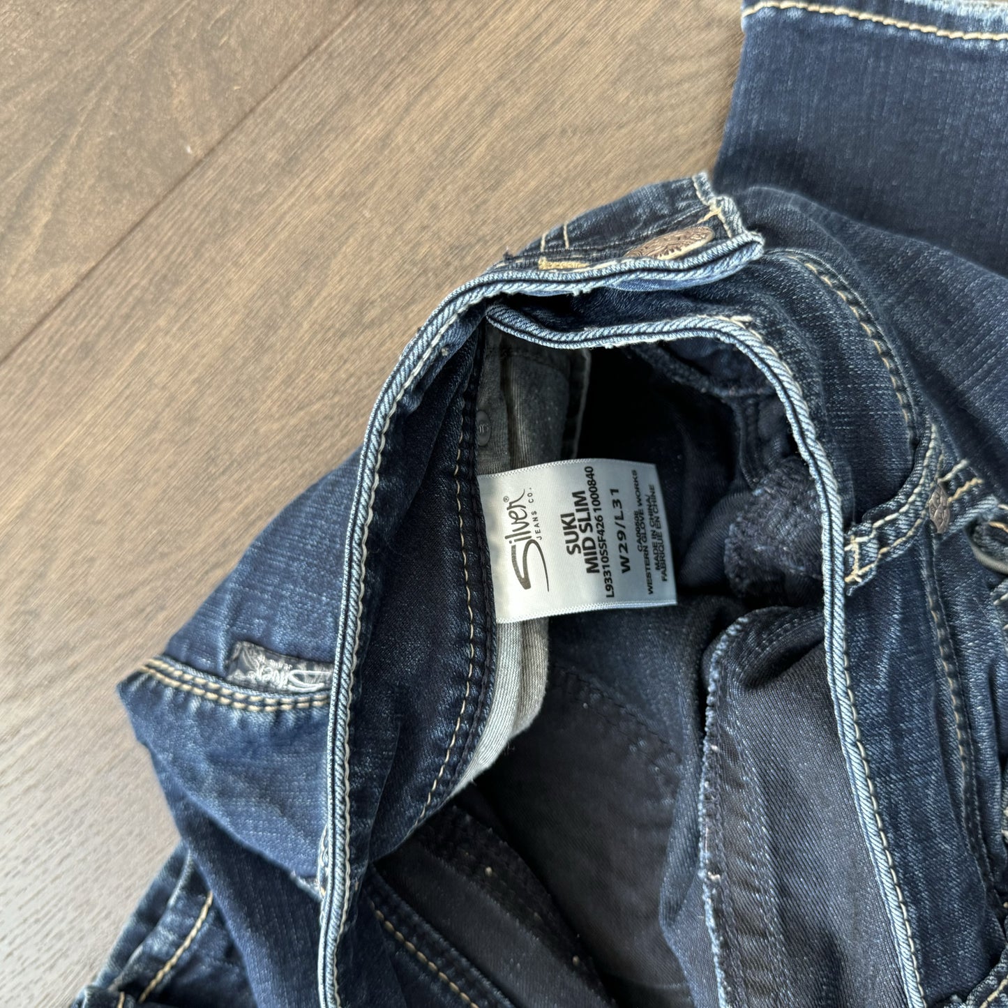 Silver Y2K Slim Straight Jeans – view 11