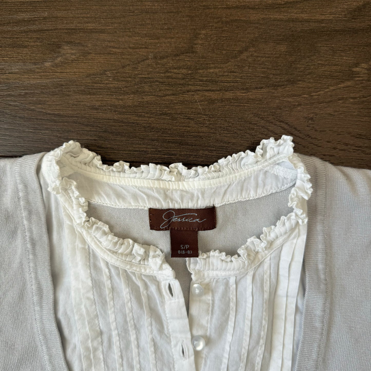 Vintage Ruffled High Neck Button Up Blouse