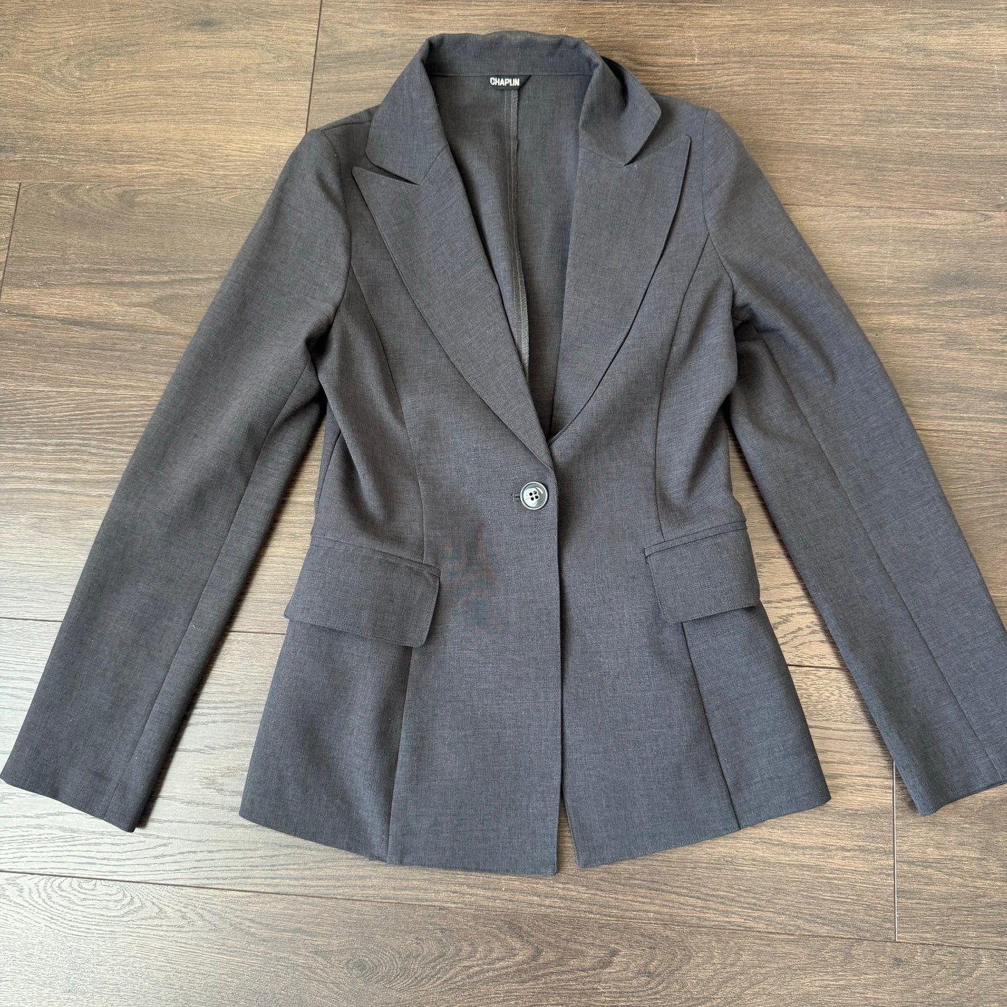 Vintage Dark Grey Fitted Cinched Waist Blazer