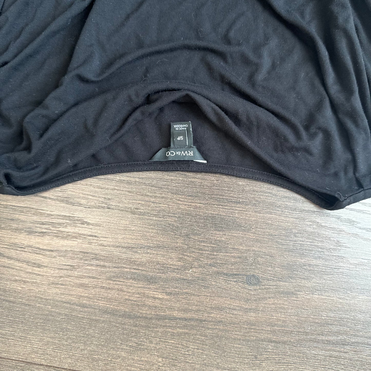 Black Drapey Off Shoulder Cowl Neck Short Sleeve Top