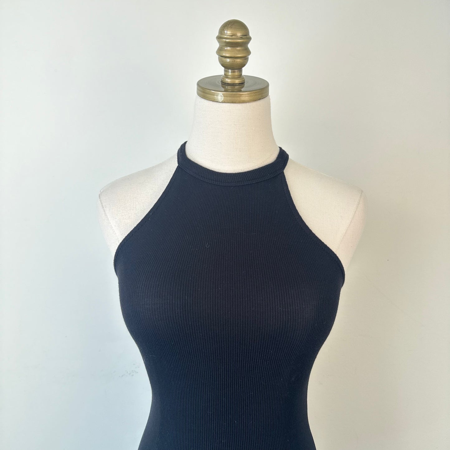 Guess Black High Neck Halter Racer Back Tank