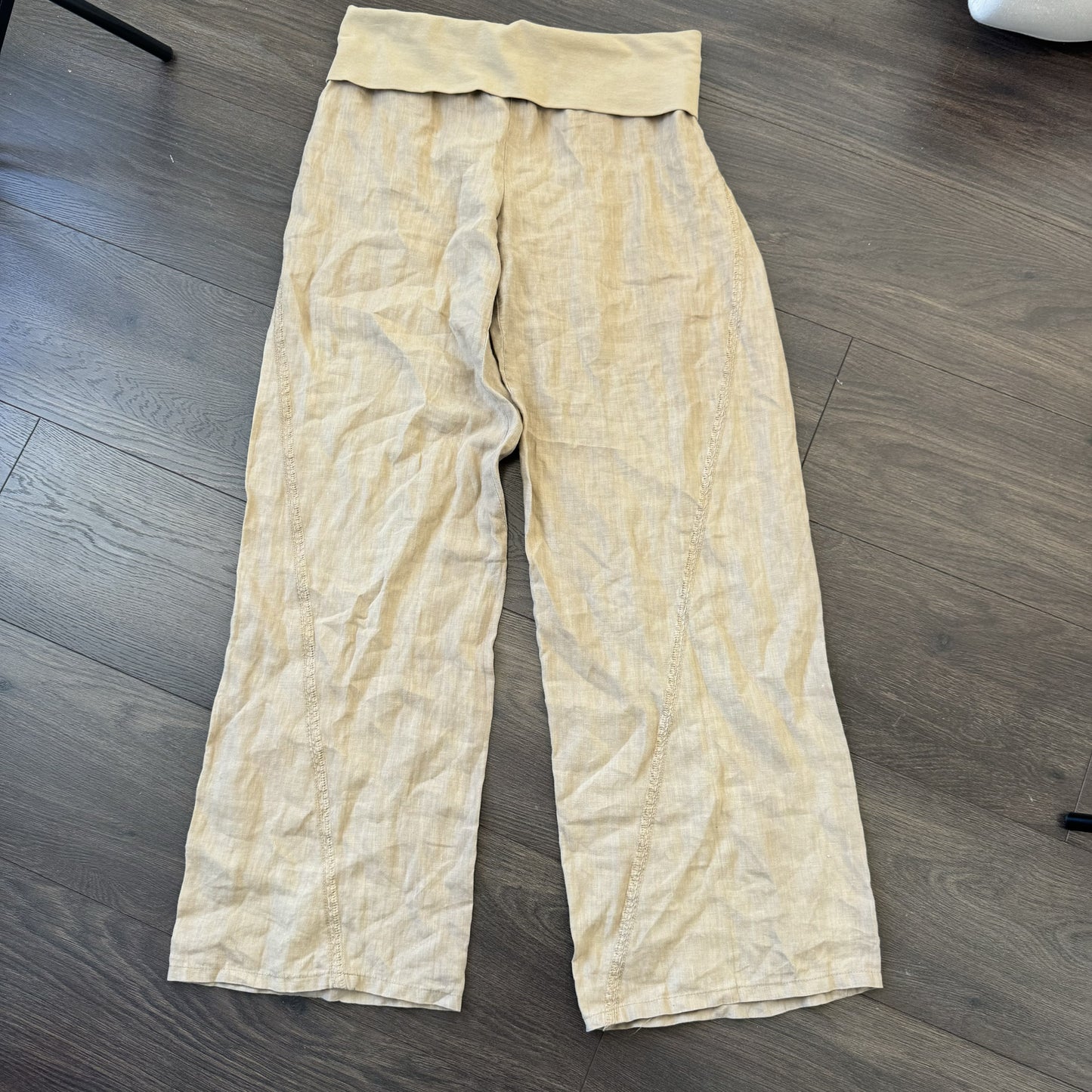 Vintage Yogi Natural Linen Low Rise Flared Trousers – view 13