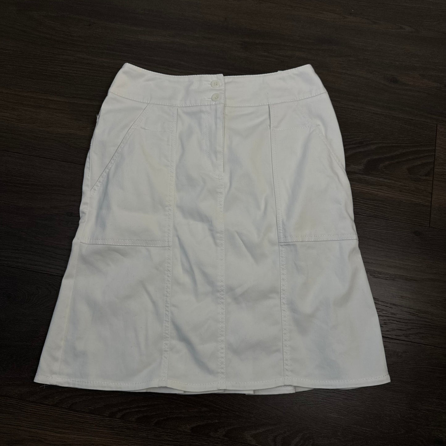 Vintage Bianca Nygard White Pleated Cotton Midi Skirt