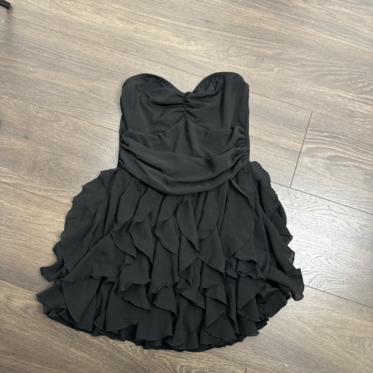 Black Chiffon Ruffle Hem Babydoll Tube Top – view 9