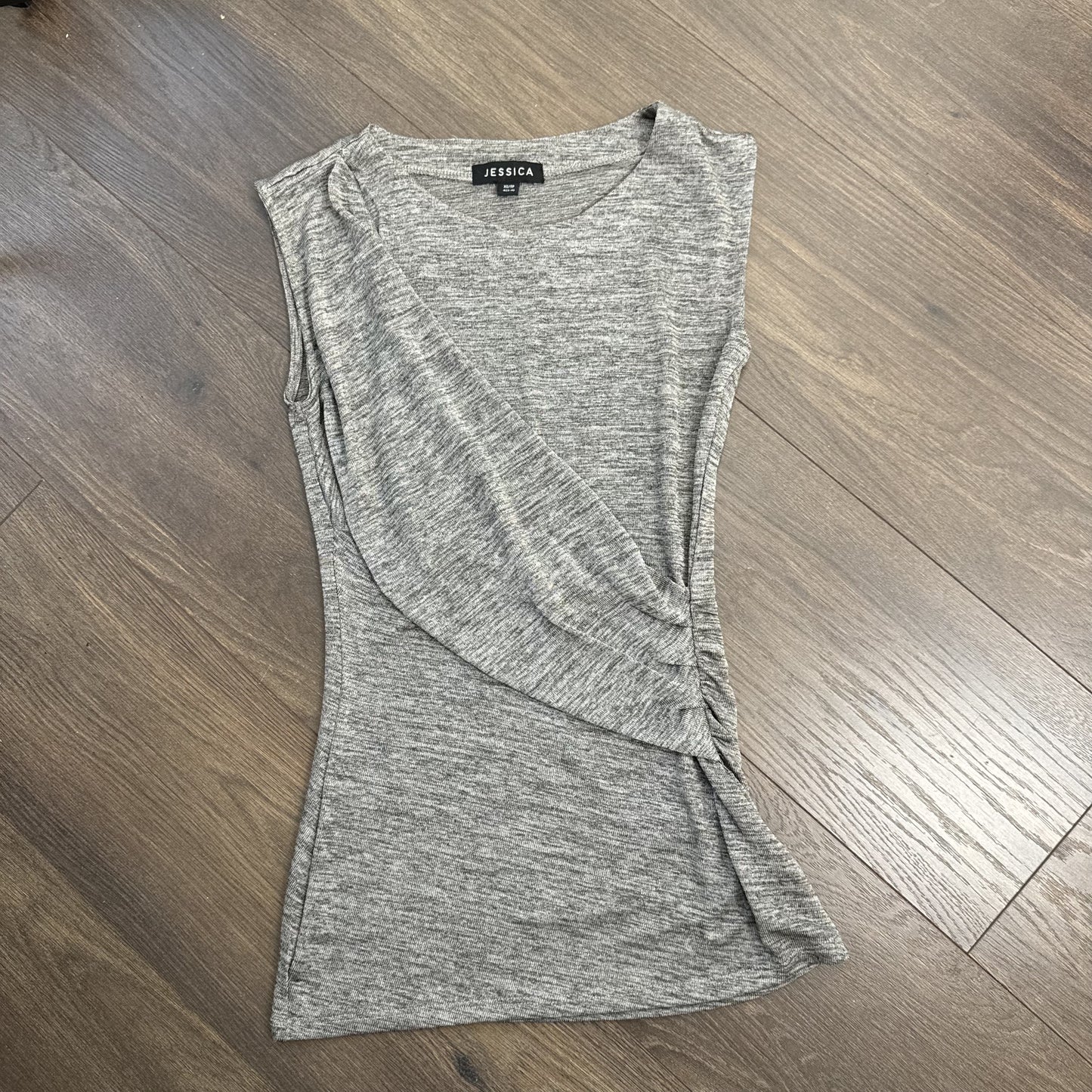 Grey High Neck Draped Sleeveless Top – view 8