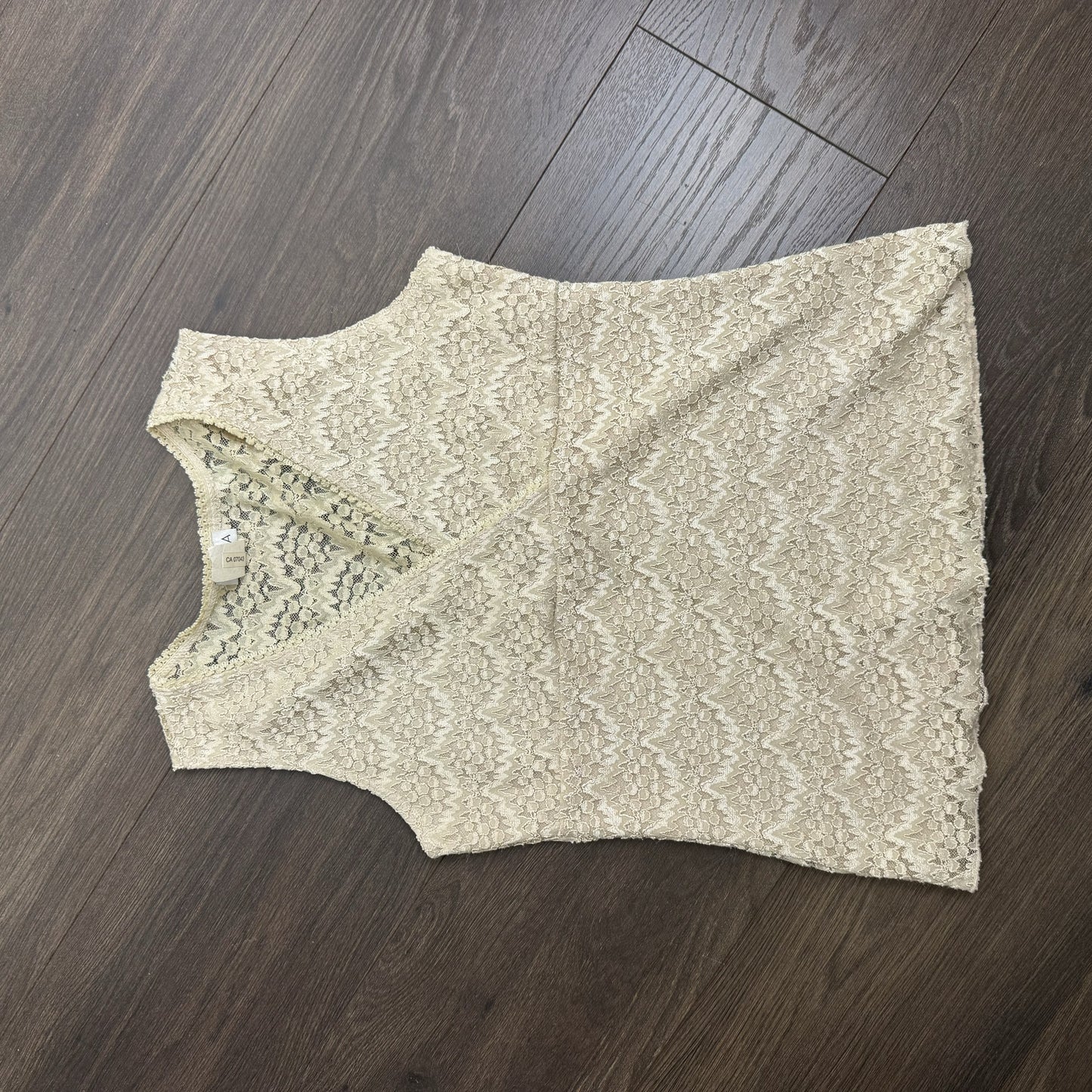Vintage Beige Lace Sleeveless Wrap Top – view 7
