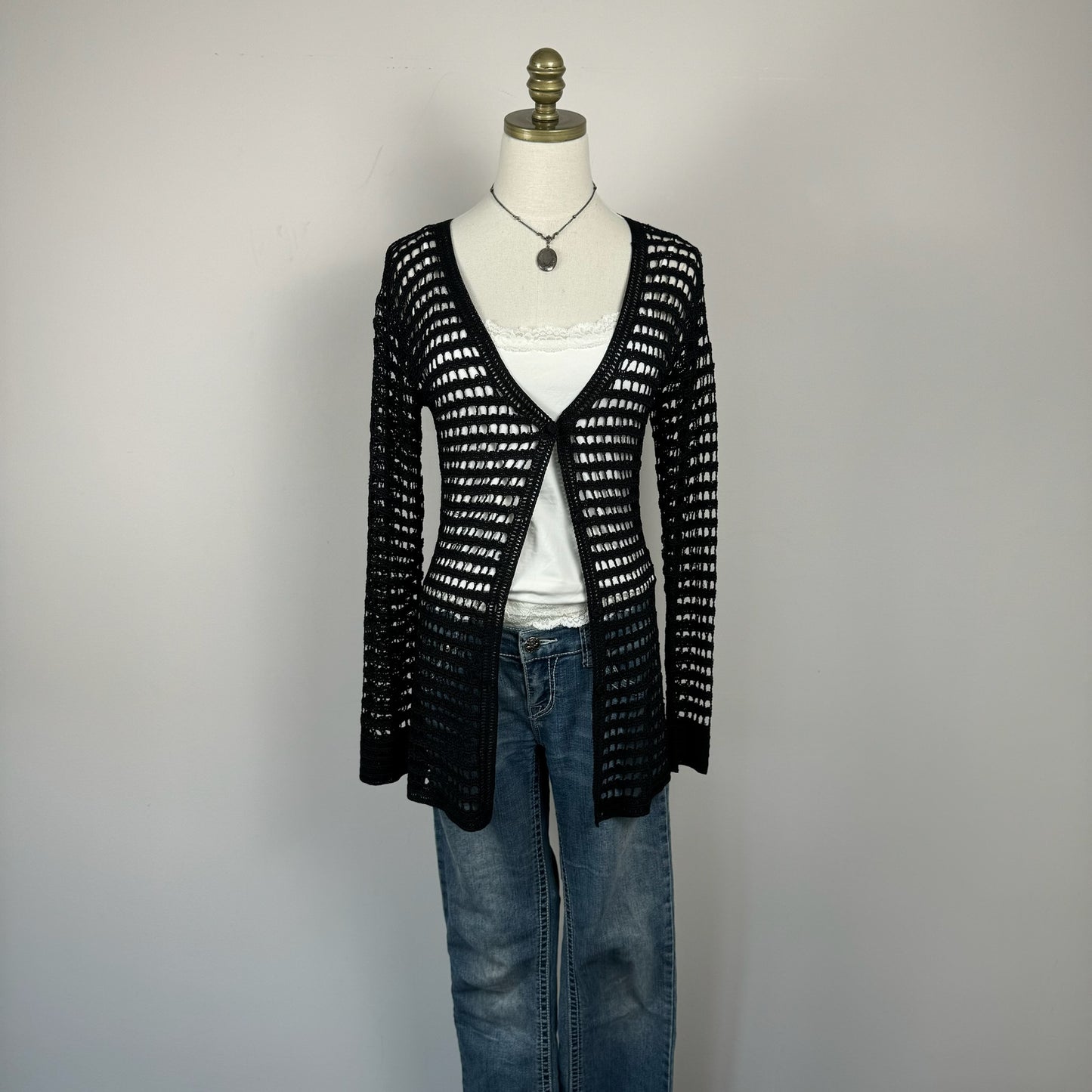 Vintage Open Mesh Knit Cardigan