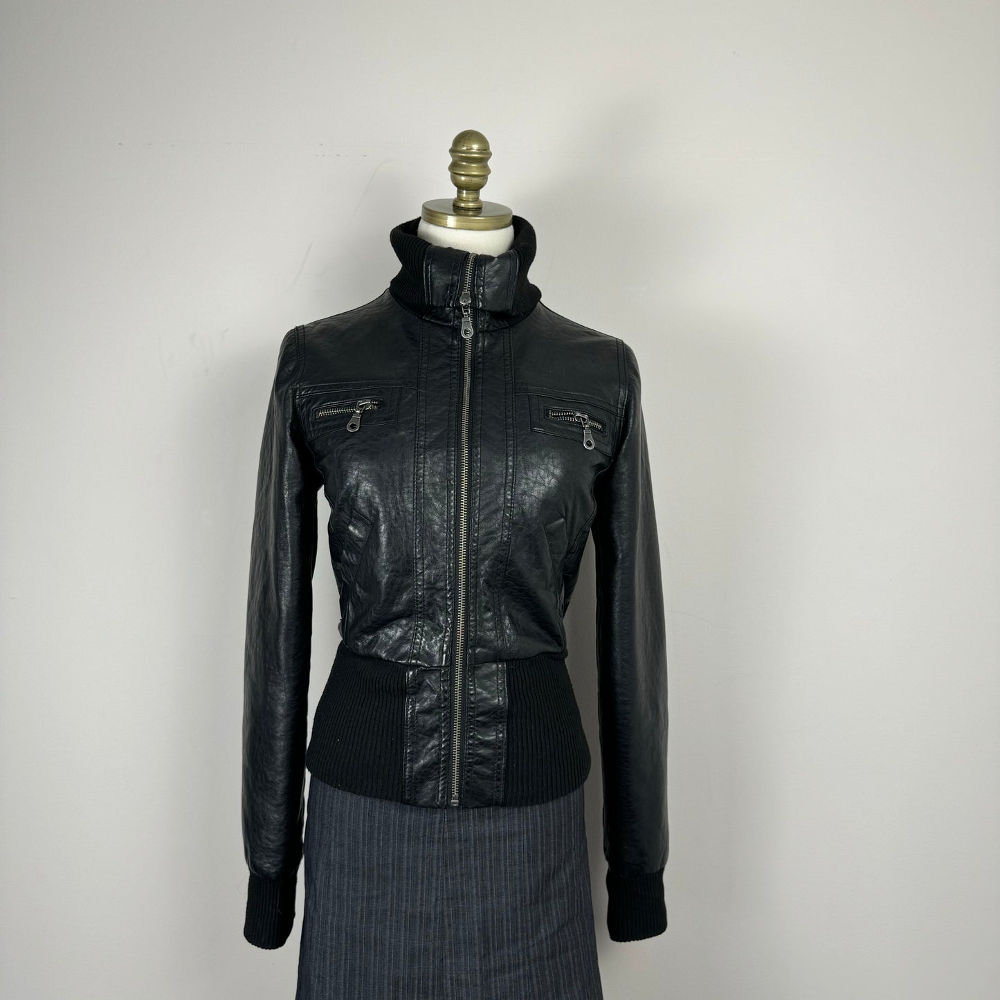 Black Leather Fitted Moto Jacket