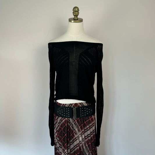 Bebe Black Open Knit Sweater