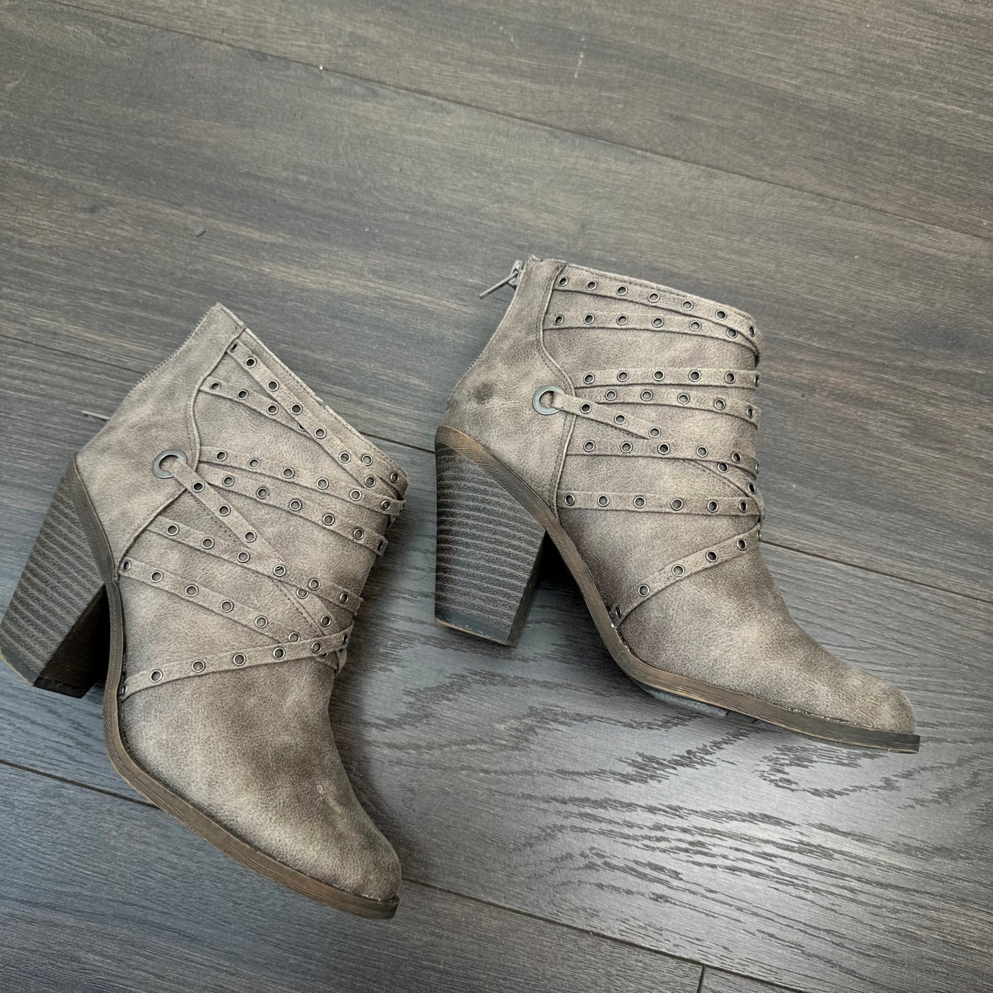 Fergalicious Brown Studded Wedge Boot Heels (US7)