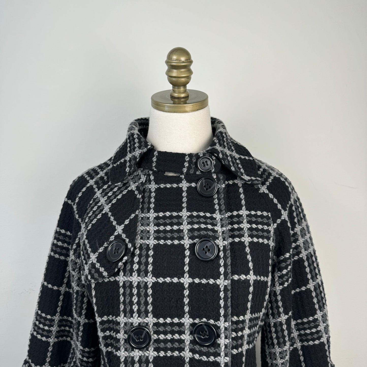 Vintage Plaid Textured Peacoat