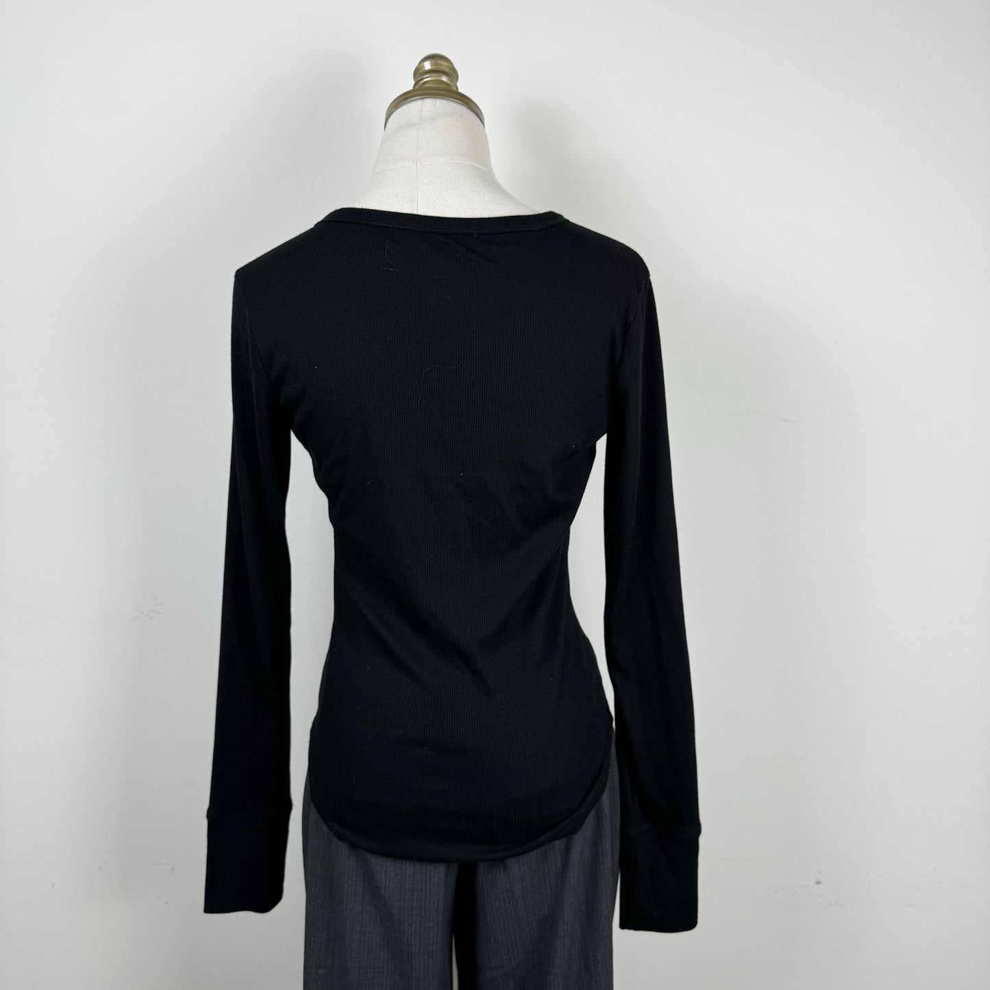 Black Henley Long Sleeve Top