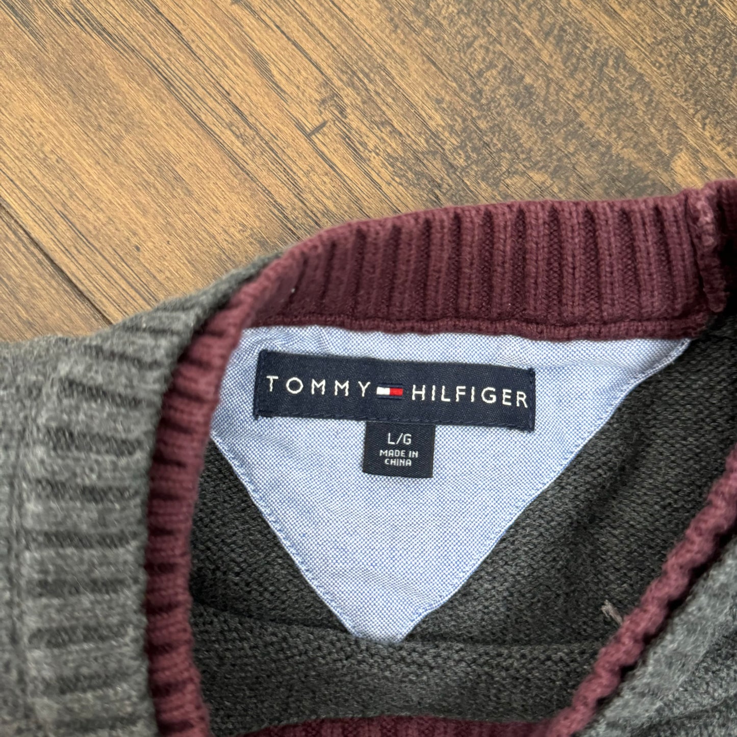 Tommy Dark Grey Oversized Knit Crewneck Sweater