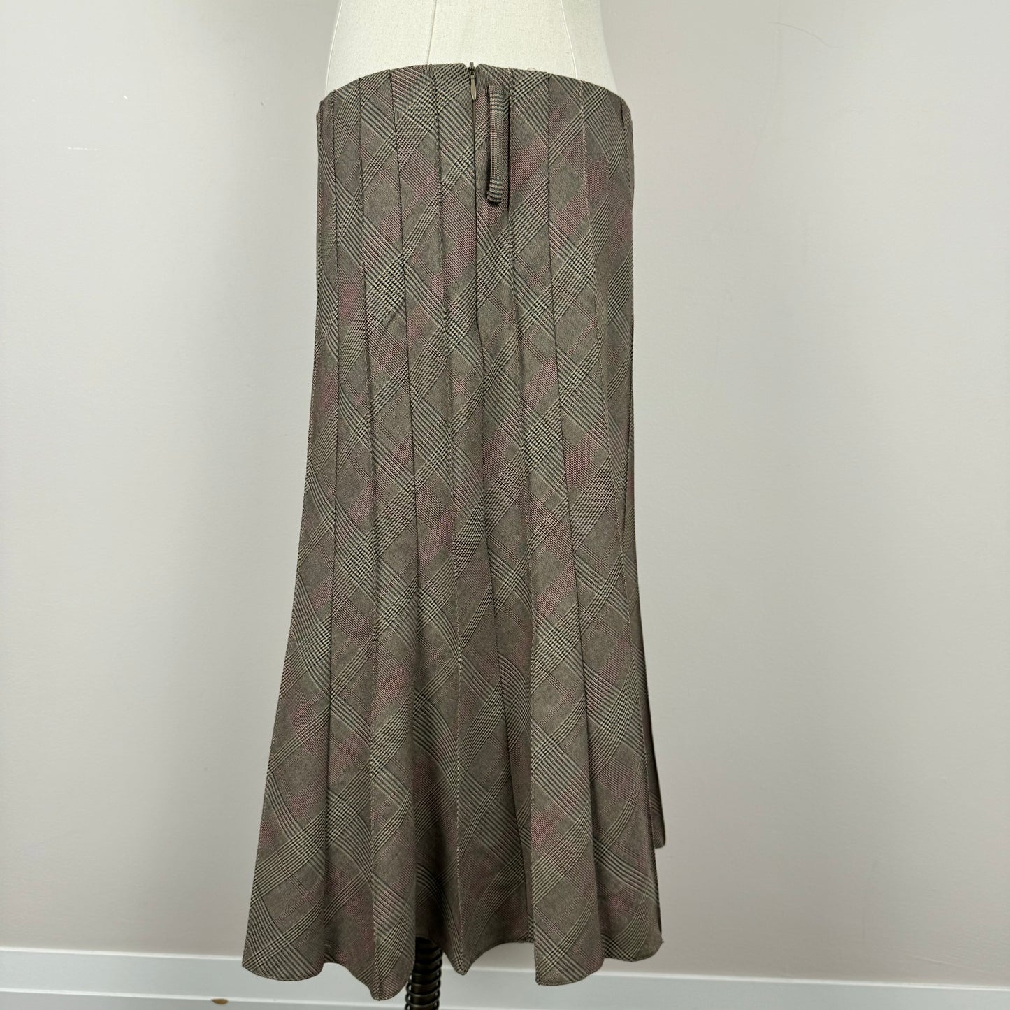 Plaid Pleated Midi Skirt