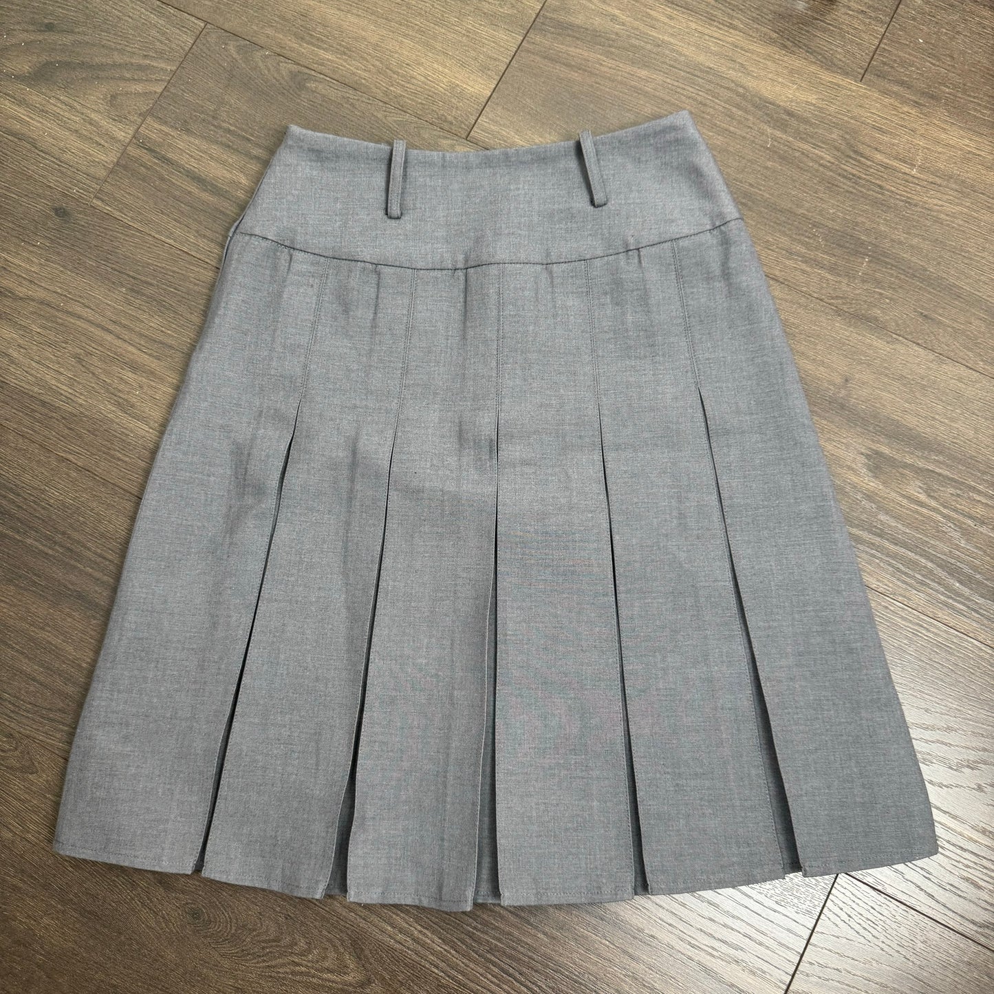 Grey Pleated Midi Skirt