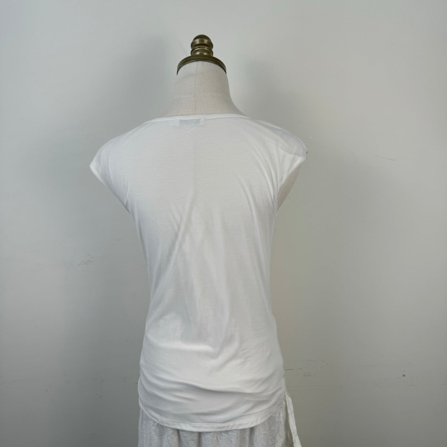 White Floral Chiffon Cowl Neck Top