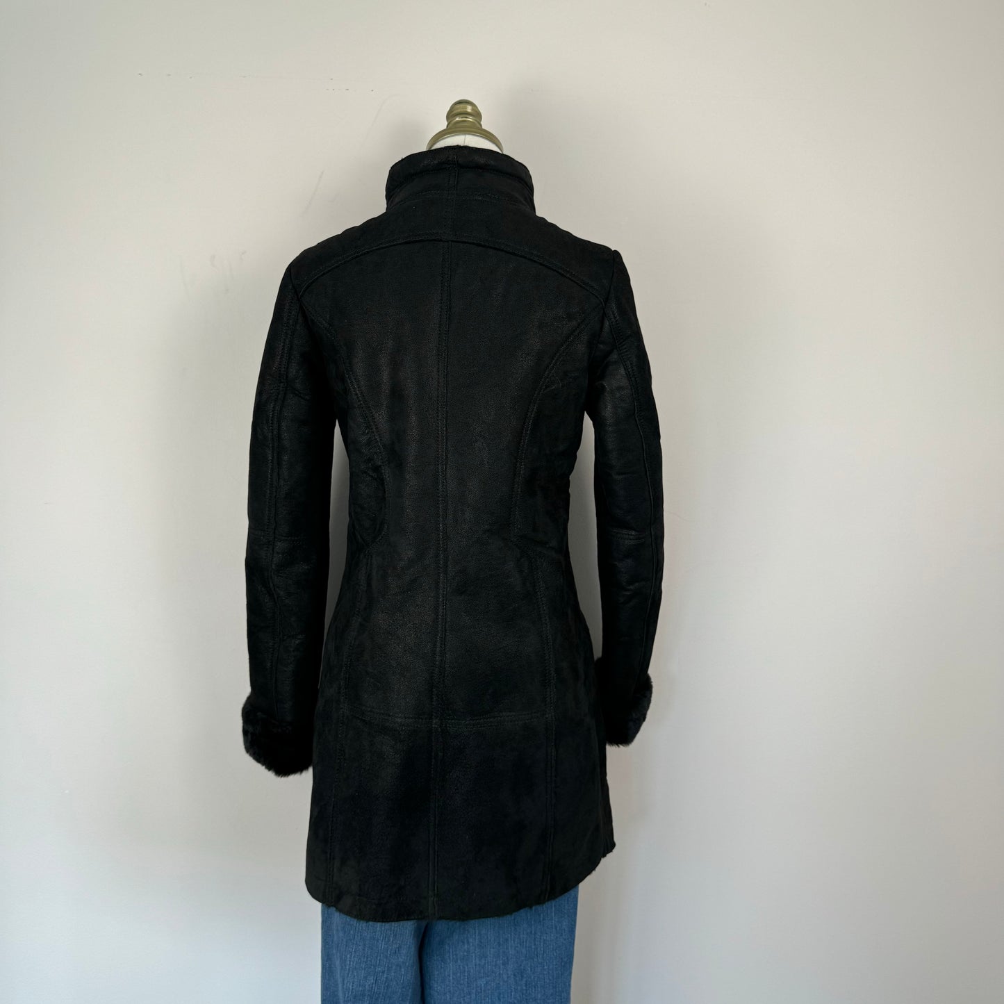 Danier Long Fur Trim Suede Jacket