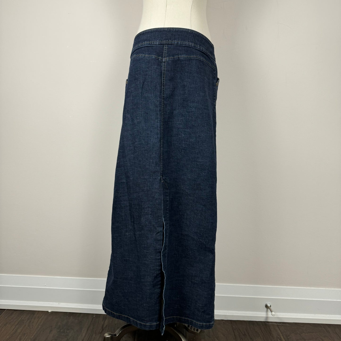 Vintage Dark Wash Denim Maxi Skirt