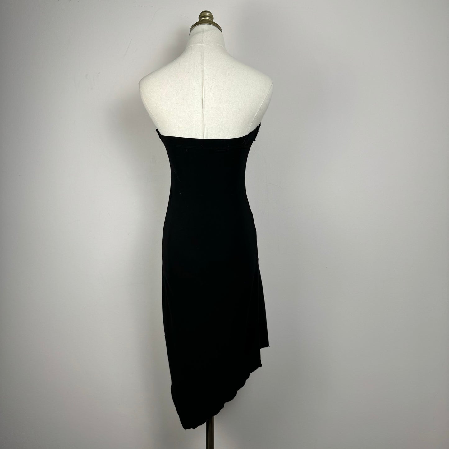 Vintage Black Asymmetric Tube Mini Dress