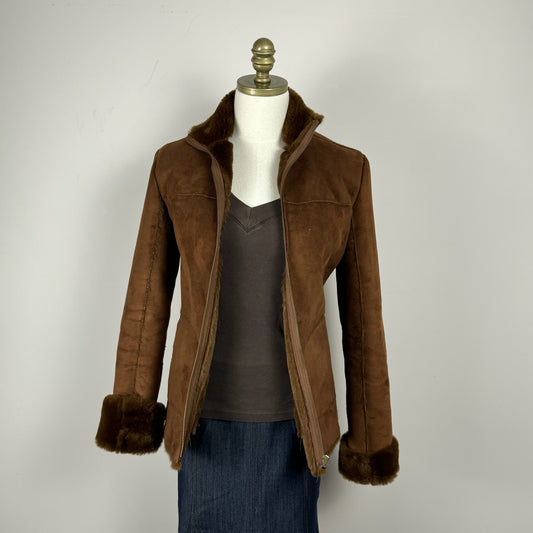 Vintage Brown Shearling Suede Jacket