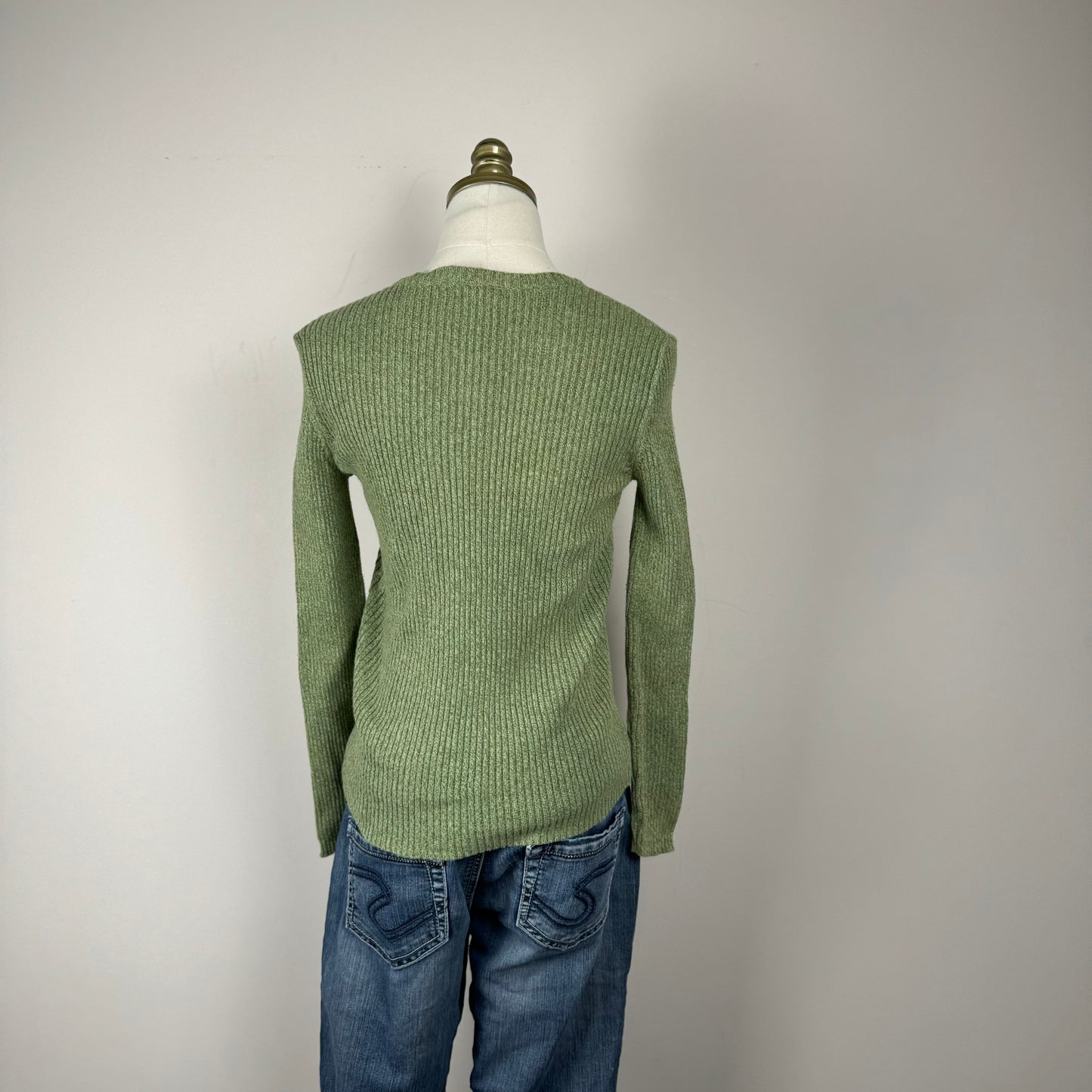 Vintage Sage Green Cable Knit Sweater