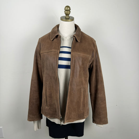 Vintage Genuine Suede Leather Zip Jacket