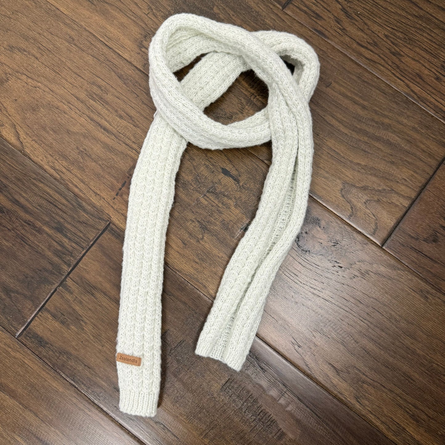 Cream Knit Skinny Scarf