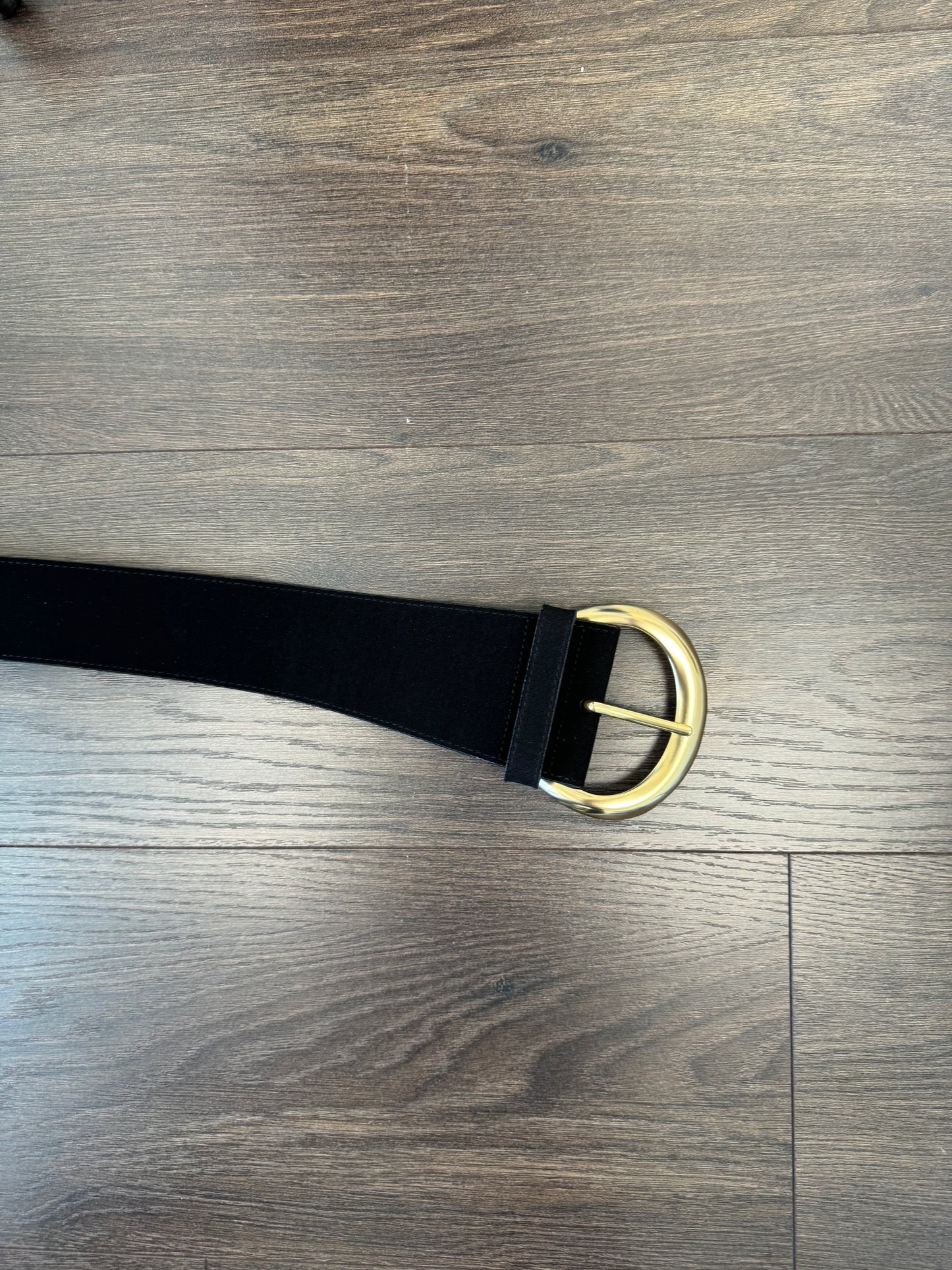 Black Chunky Large Buckle Leather Belt