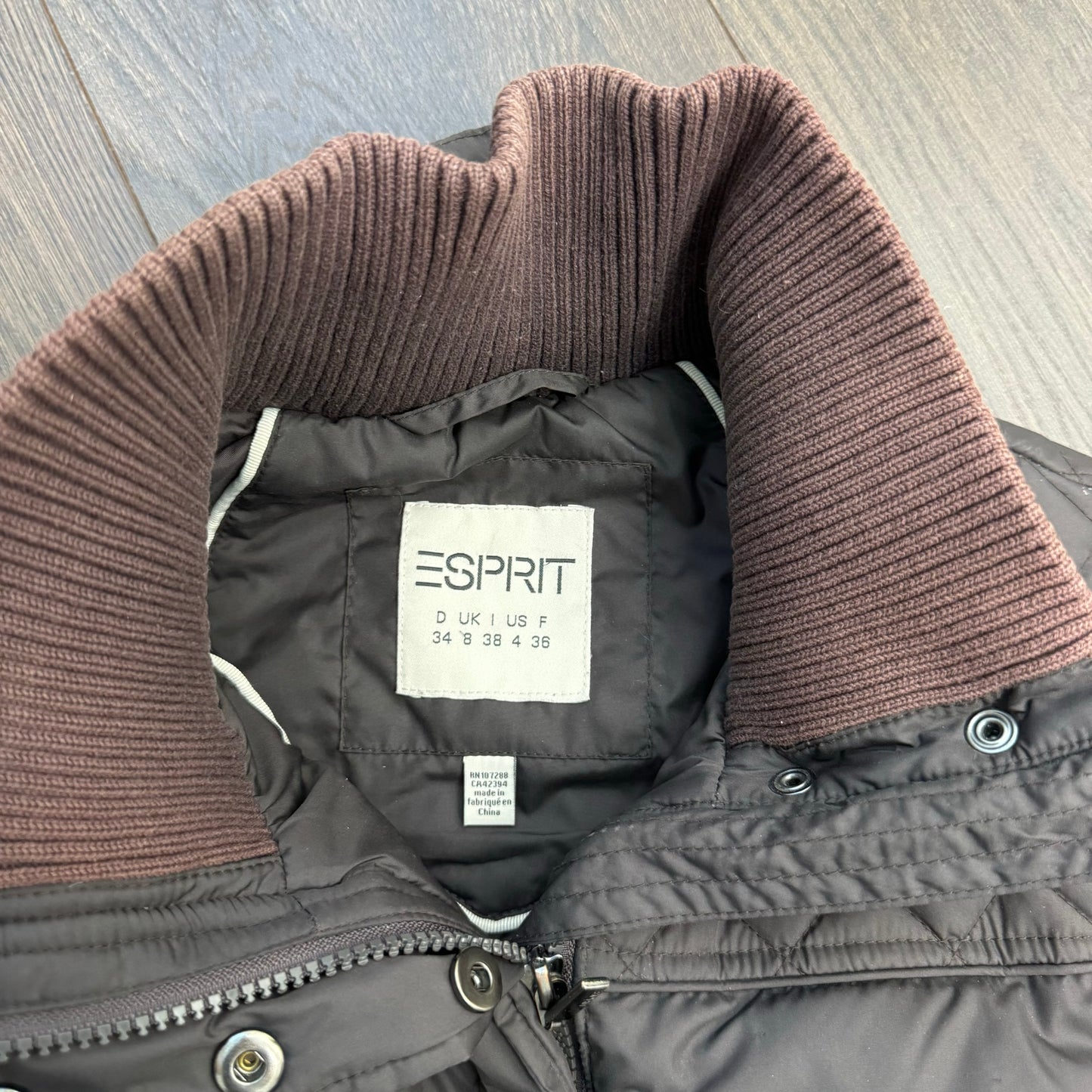 Esprit Brown Zip Up Fitted Puffer Vest
