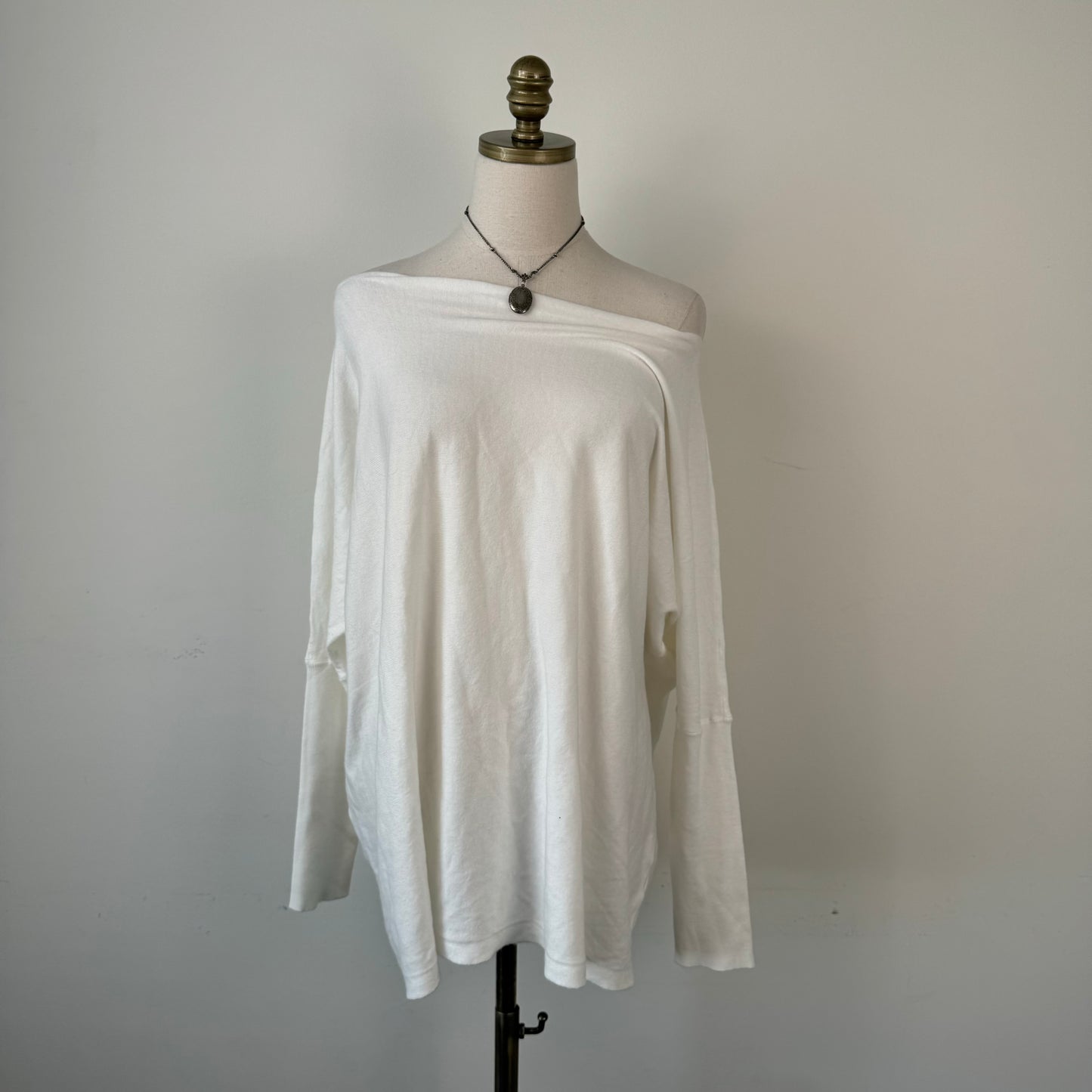 Oversized Off Shoulder White Knit Sweater
