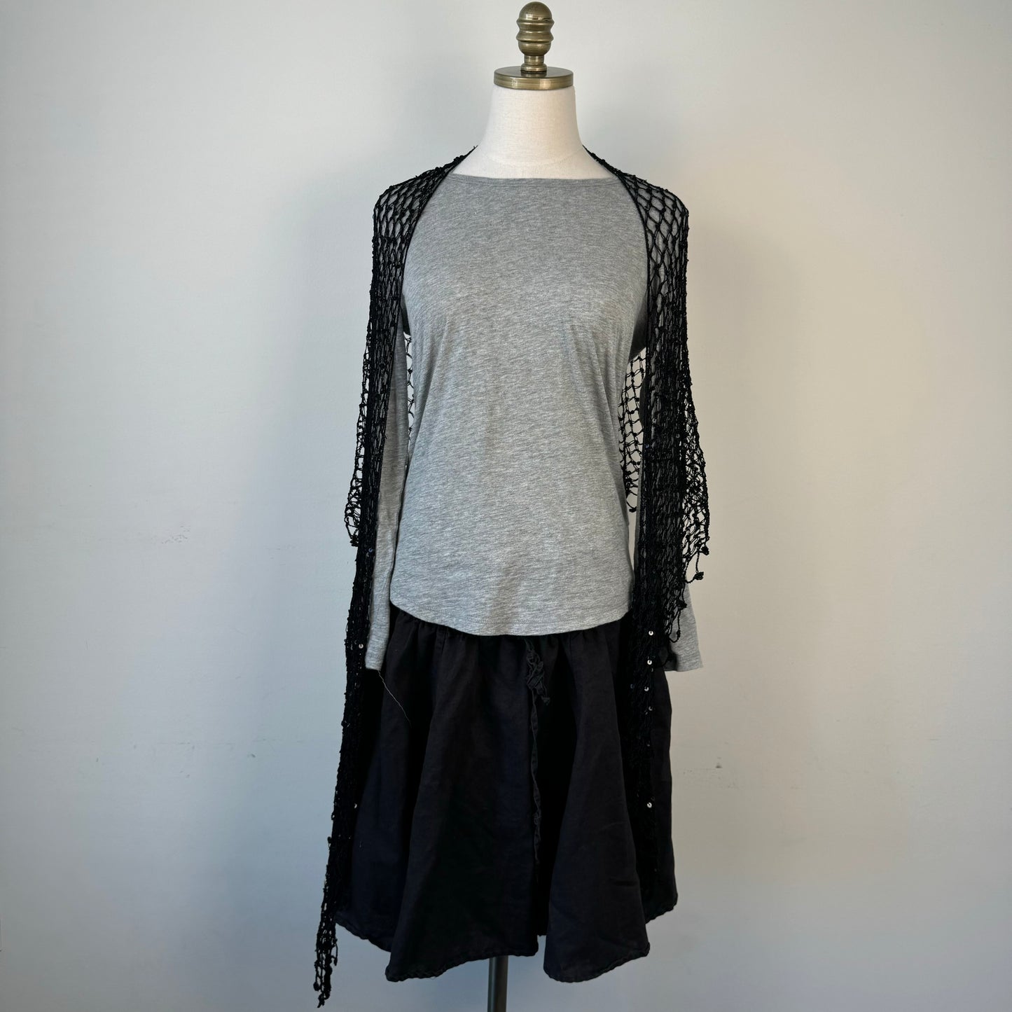 Black Knit Skinny Scarf