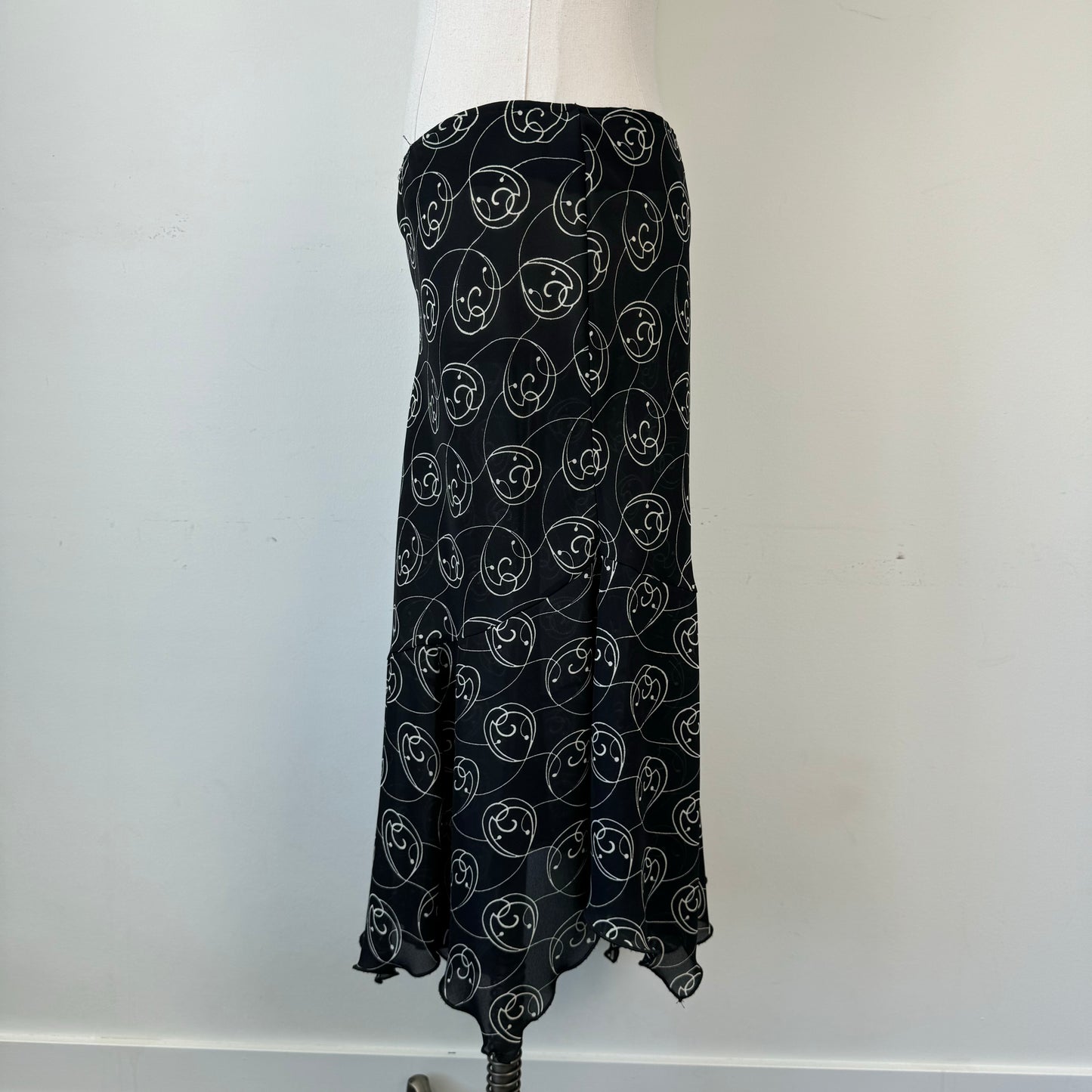 Vintage Semi Sheer Asymmetric Midi Skirt