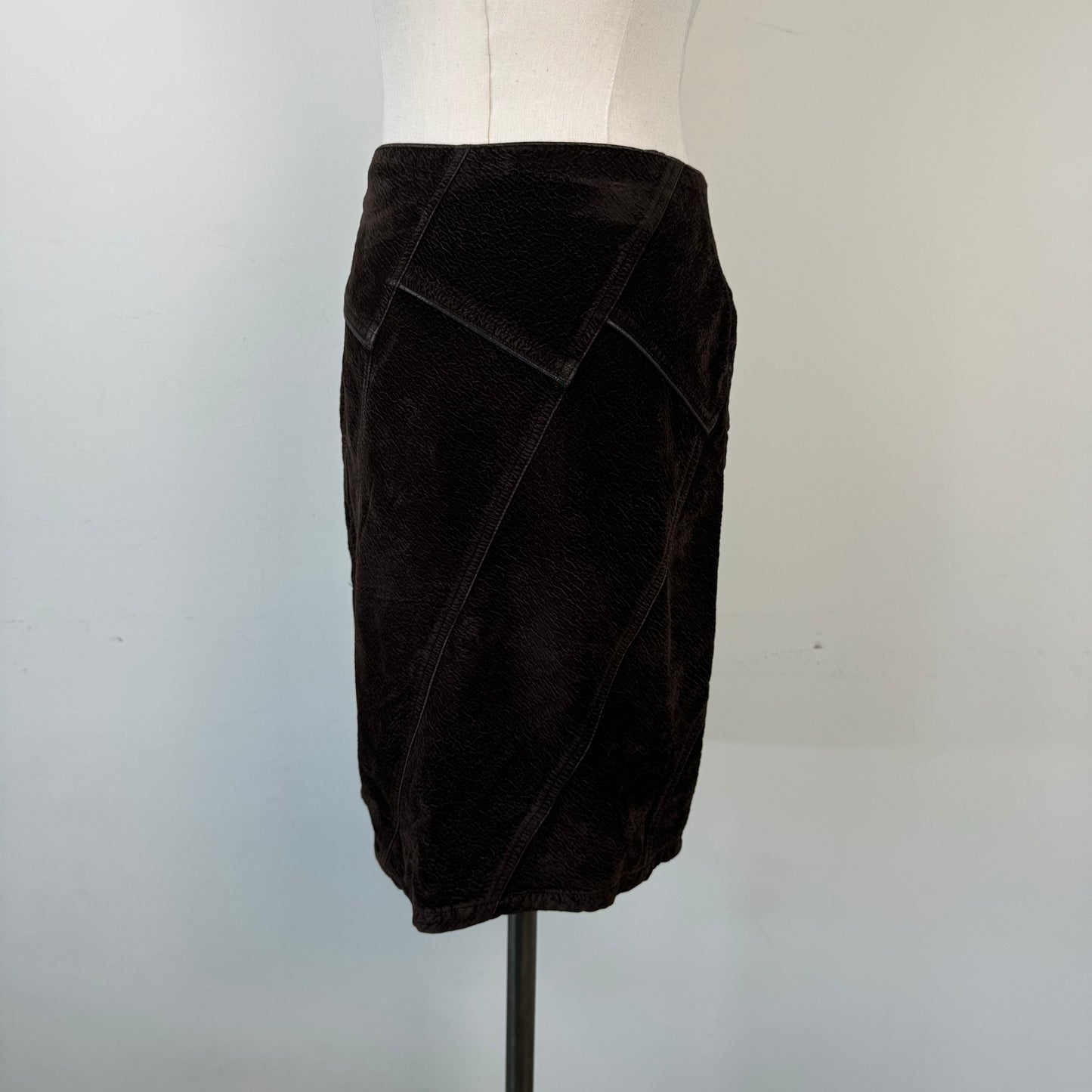 Vintage Brown Suede Midi Skirt