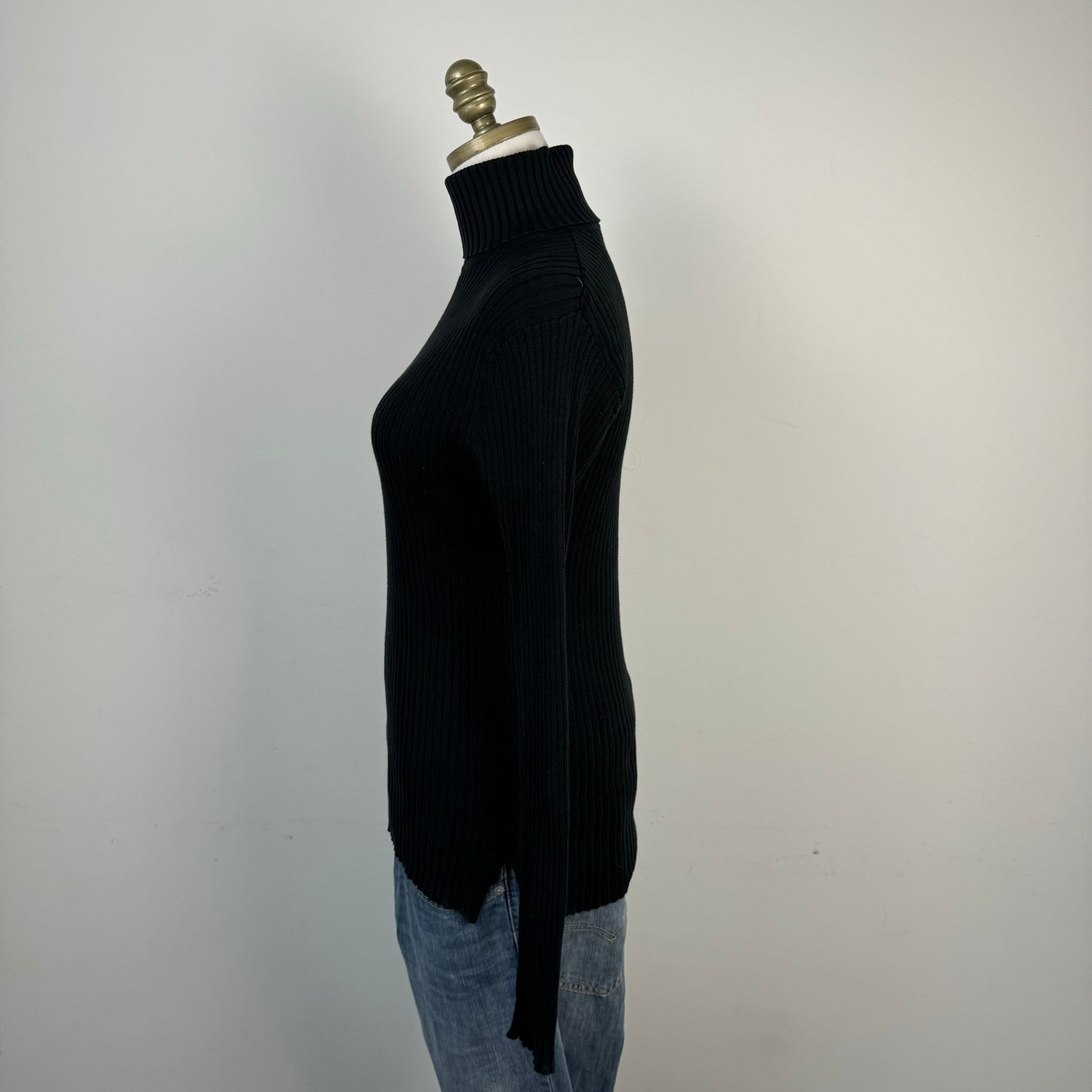 Silk Cotton Blend Fitted Turtleneck Sweater