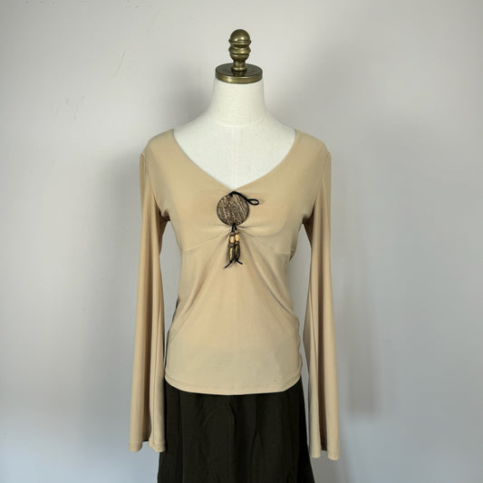 Vintage Boho Wood Beaded Top