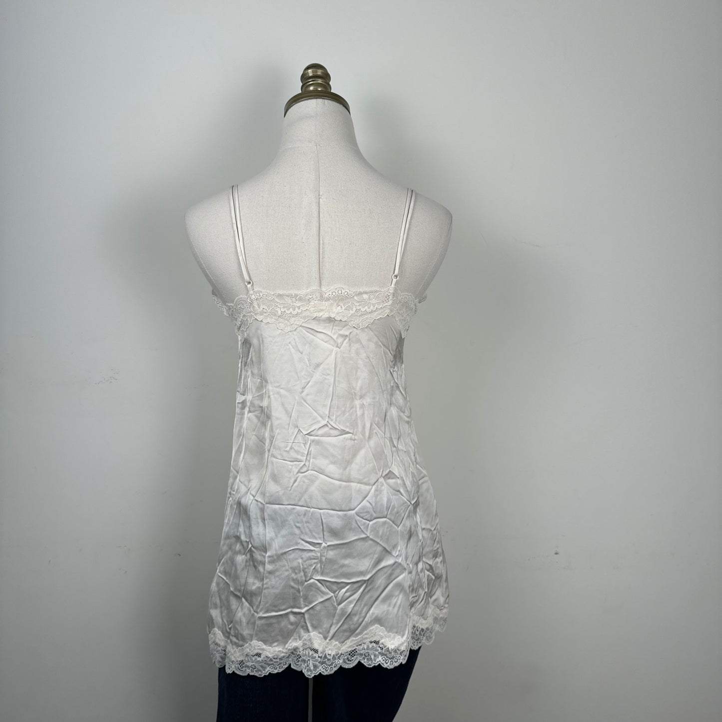 Satin Lace Trim Babydoll Slip Dress