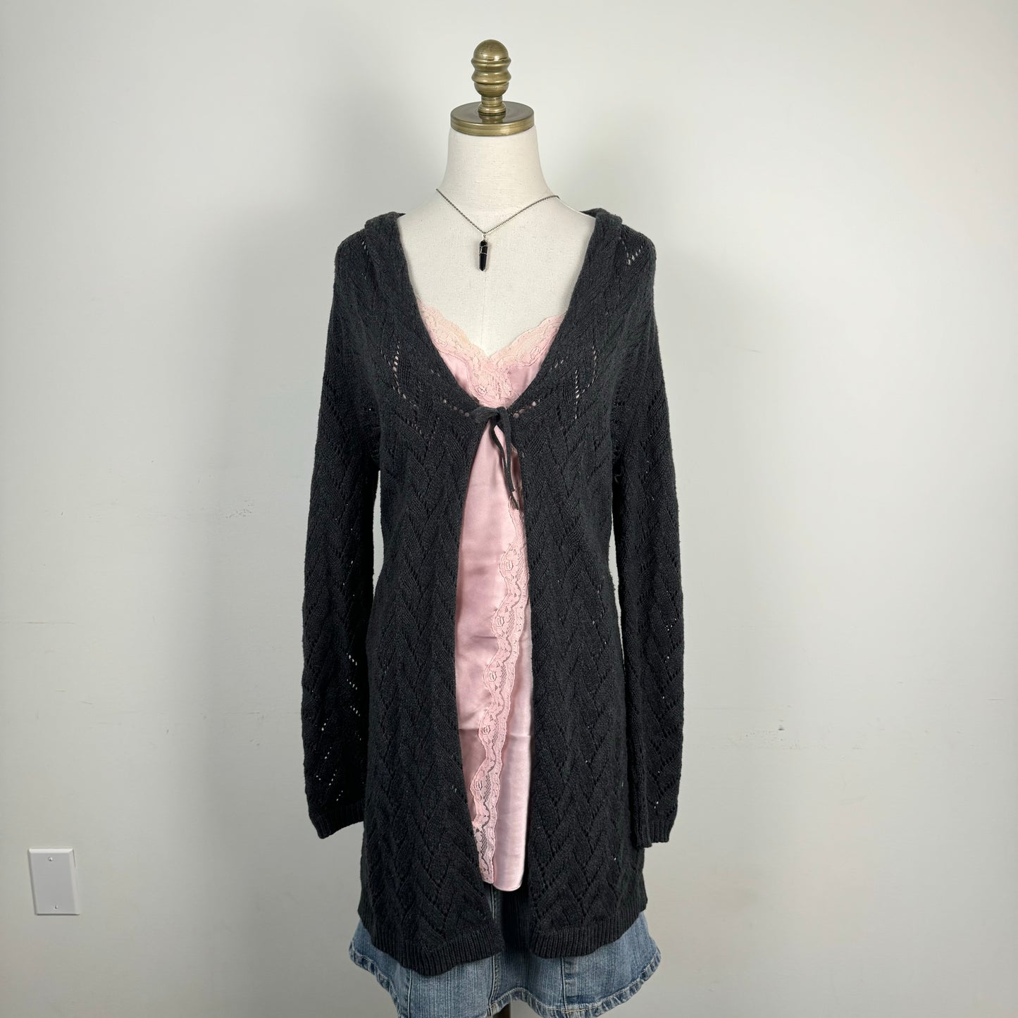 Open Front Tie Up Maxi Cardigan