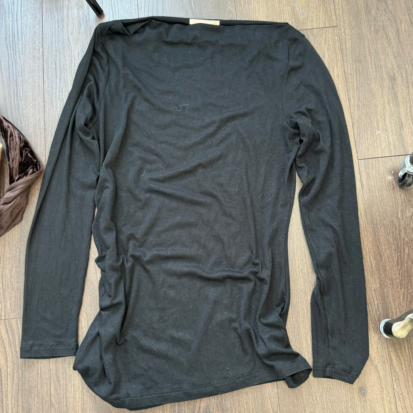 Off Shoulder Slinky Black Long Sleeve Top