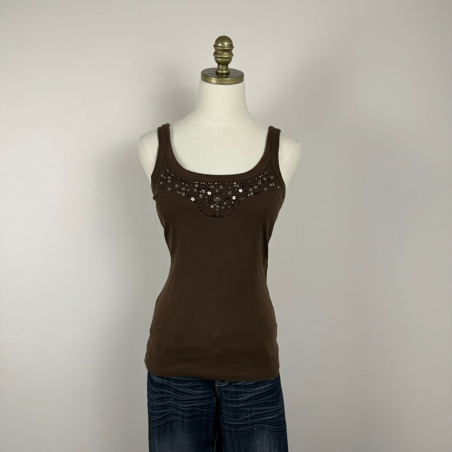 Vintage Brown Knit Tank