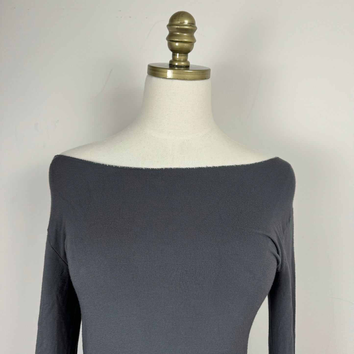 Grey Off Shoulder Slinky Top