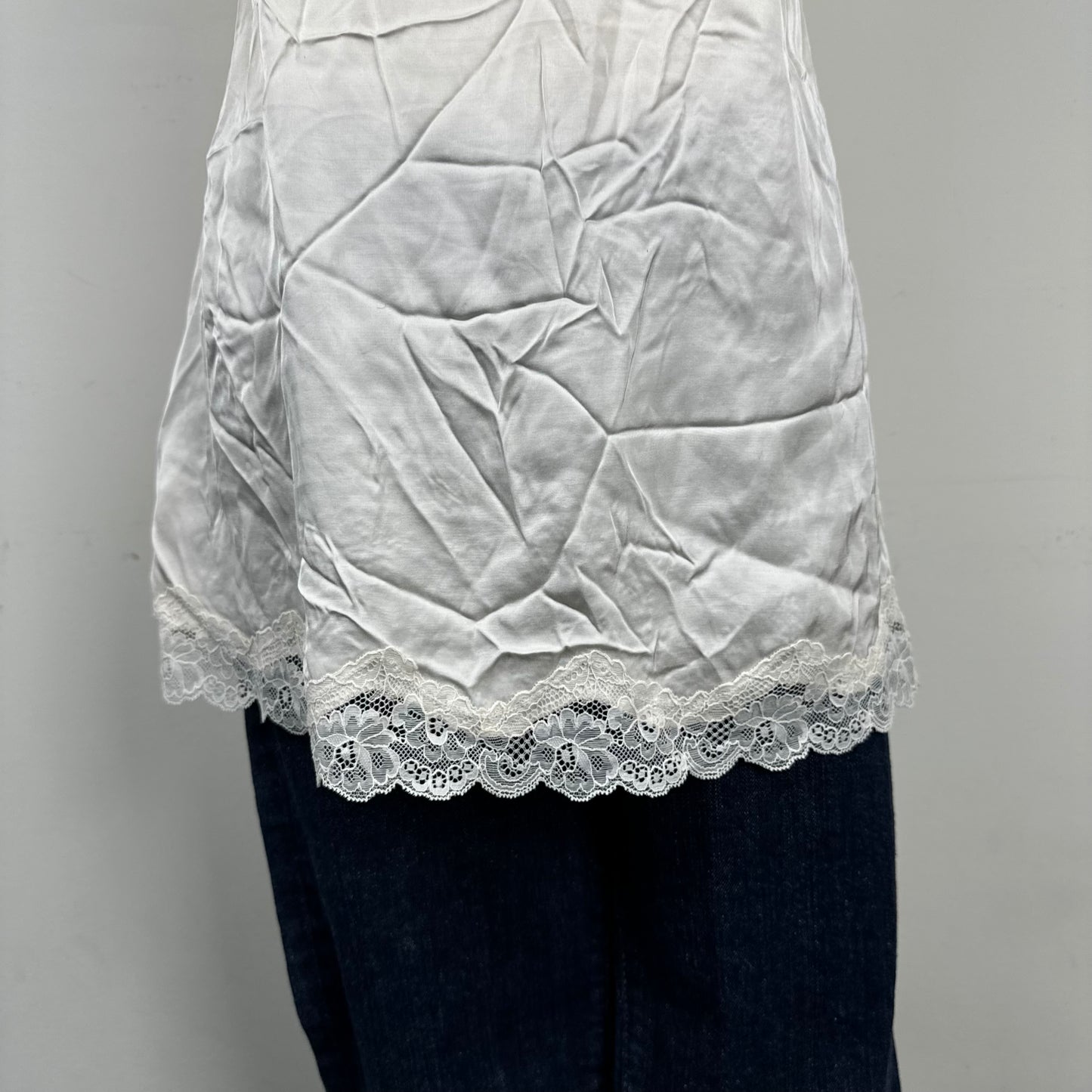 Satin Lace Trim Babydoll Slip Dress