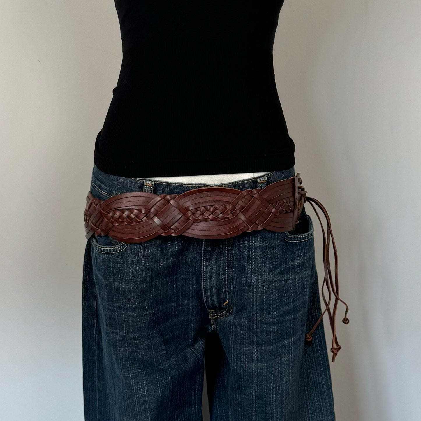 Vintage Chunky Brown Leather Belt