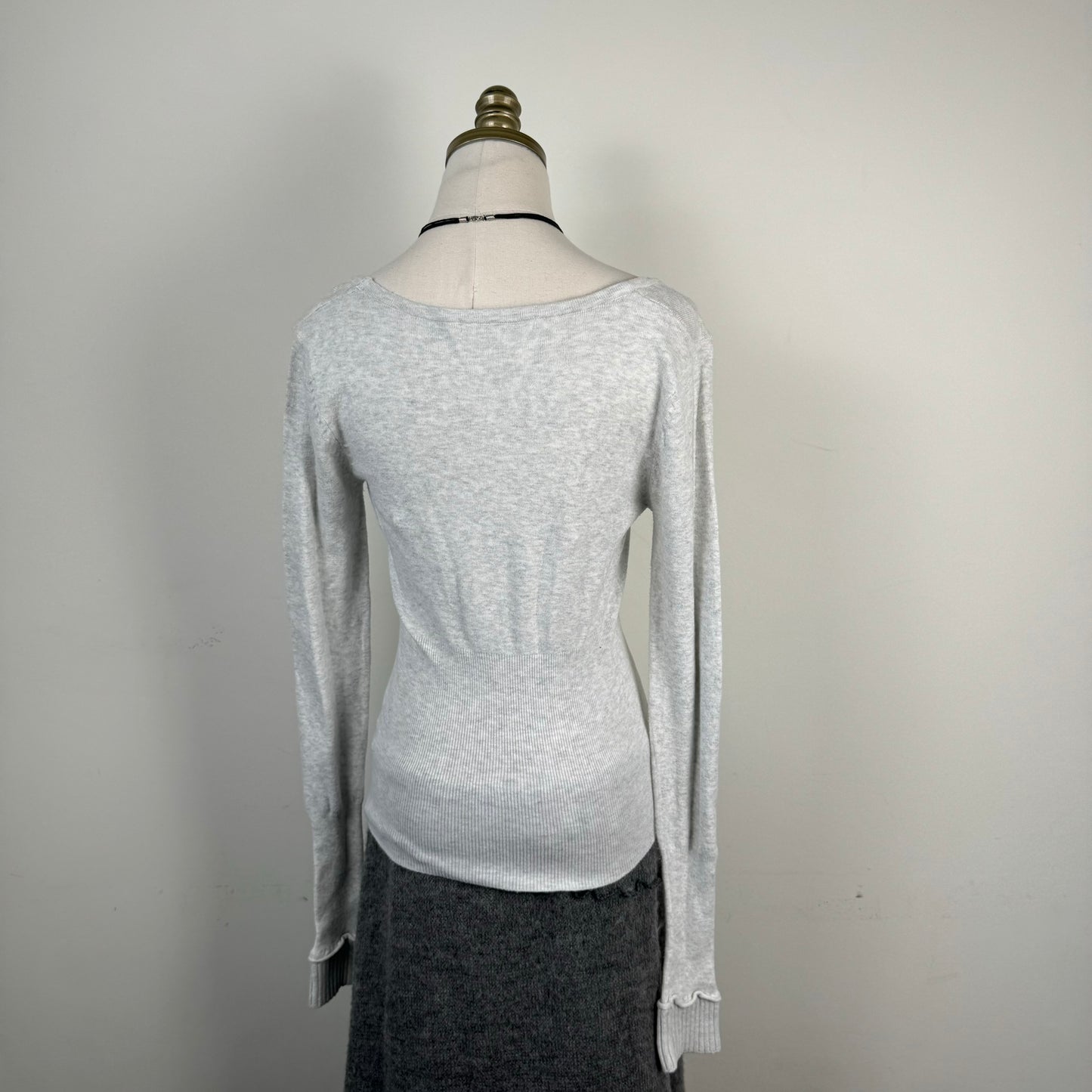 Heather Grey Fitted Button Up Cardigan