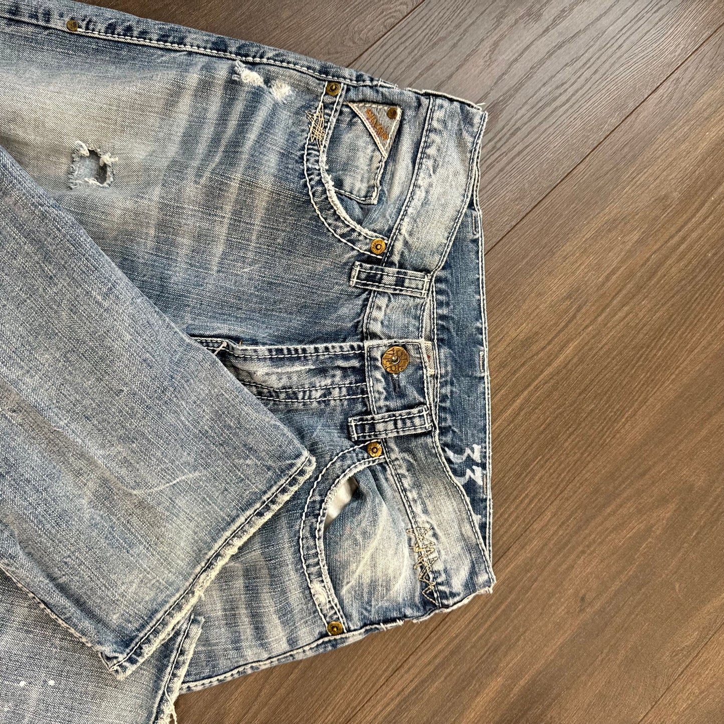 Silver Faded Low Rise Straight Cut Distressed Jeans